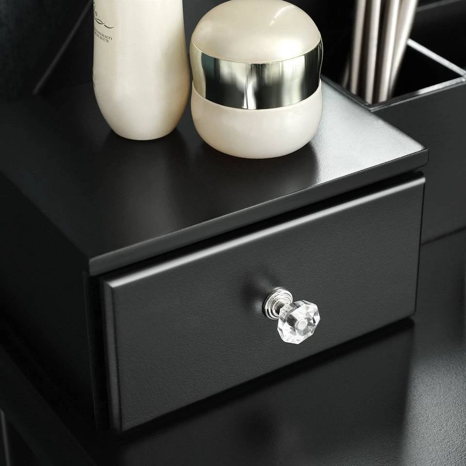 VASAGLE Schminktisch »RDT25WT/BK/K«, Frisiertisch, Kosmetiktisch, mit Spiegel ohne Rahmen, Polsterhocker, Massivholzbeinen Schwarz, Weiß-Natur, Weiß 23 VASAGLE Schminktisch »RDT25WT/BK/K«, Frisiertisch, Kosmetiktisch, mit Spiegel ohne Rahmen, Polsterhocker, Massivholzbeinen Schwarz, Weiß-Natur, Weiß – Bild 21