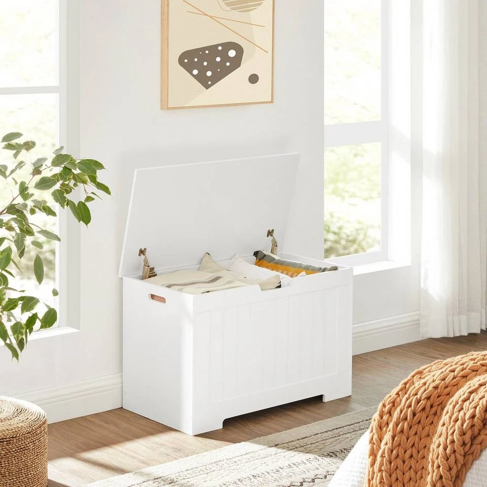 VASAGLE Spielzeugtruhe »LHS11WT«, Spielzeugkiste, Sitztruhe, Sitzbank, großer Kapazität, 2 Sicherheitsscharniere, 76 x 40 x 48 cm (L x B x H) 2 VASAGLE Spielzeugtruhe »LHS11WT«, Spielzeugkiste, Sitztruhe, Sitzbank, großer Kapazität, 2 Sicherheitsscharniere, 76 x 40 x 48 cm (L x B x H) – Bild 2
