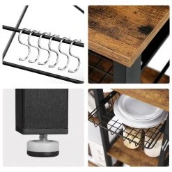 VASAGLE Standregal »KKS90X«, Regal, für Küche, mit Metallgestell, praktische Haken, ausziehbares Gitterfach, im Vintage-Look -Vasagle Auslauf Geschäft ff586948 51fb 4a0d 8c3b 7a5301f0297c