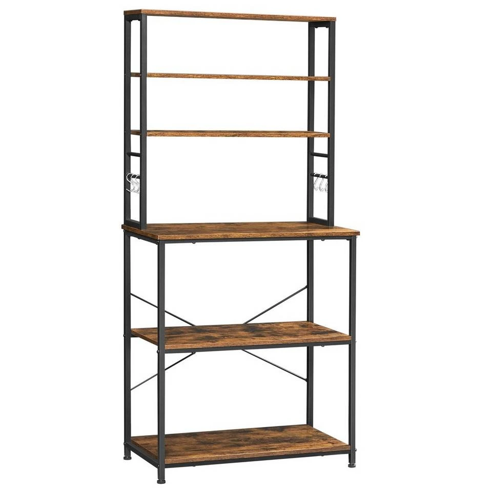 VASAGLE Küchenregal »KKS019B01«, Standregal mit Ablagen, mit 6 Haken und Metallrahmen, für Mikrowelle, Kochutensilien, vintage 9 VASAGLE Küchenregal »KKS019B01«, Standregal mit Ablagen, mit 6 Haken und Metallrahmen, für Mikrowelle, Kochutensilien, vintage – Bild 7