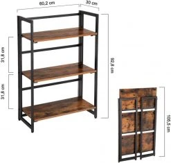 VASAGLE Standregal »LLS66X LLS88X«, Standregal, Bücherregal, Klappregal, vintage -Vasagle Auslauf Geschäft ffe4eb71 fd7d 4a97 933c b7780b23ec91